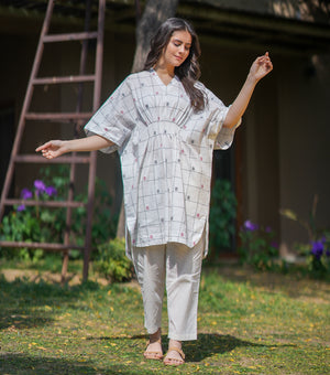 White Woven Cotton Kaftan