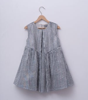 Black White Printed Cotton Dress for Girls