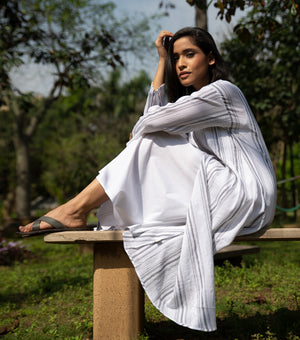 White Pintuck Cotton Cape and Slip Set