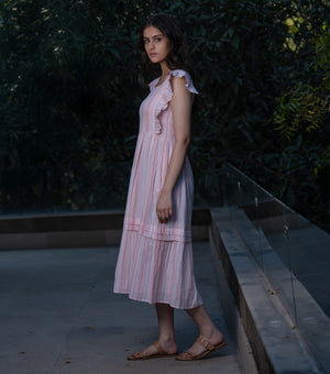 Pink Woven Cotton Dress