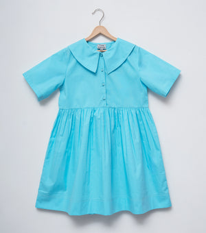 Sky Blue Poplin Collar Dress For Girls