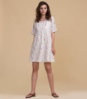 Beige floral cotton Dress