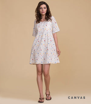 Beige floral cotton Dress