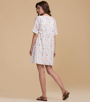Beige floral cotton Dress