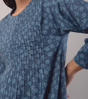 Blue Printed Cotton Top