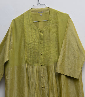 Lime Green Cotton Lurex Kurta with Slip