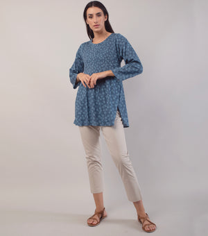Blue Printed Cotton Top