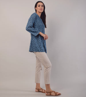 Blue Printed Cotton Top