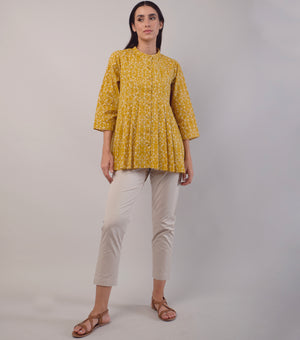 Mustard Yellow Printed Cotton Top