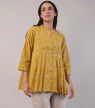 Mustard Yellow Printed Cotton Top