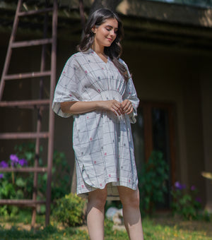 White Woven Cotton Kaftan