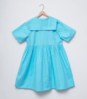 Sky Blue Poplin Collar Dress For Girls