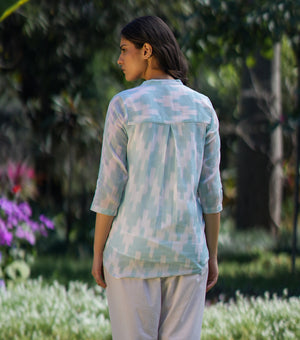 Light Blue White Woven Cotton Shirt