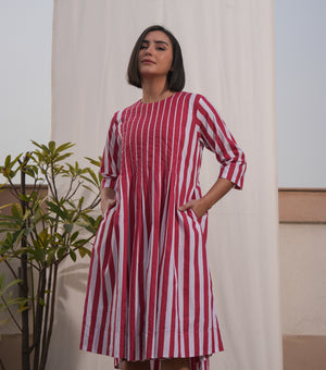 Red Stripe Printed Dress
