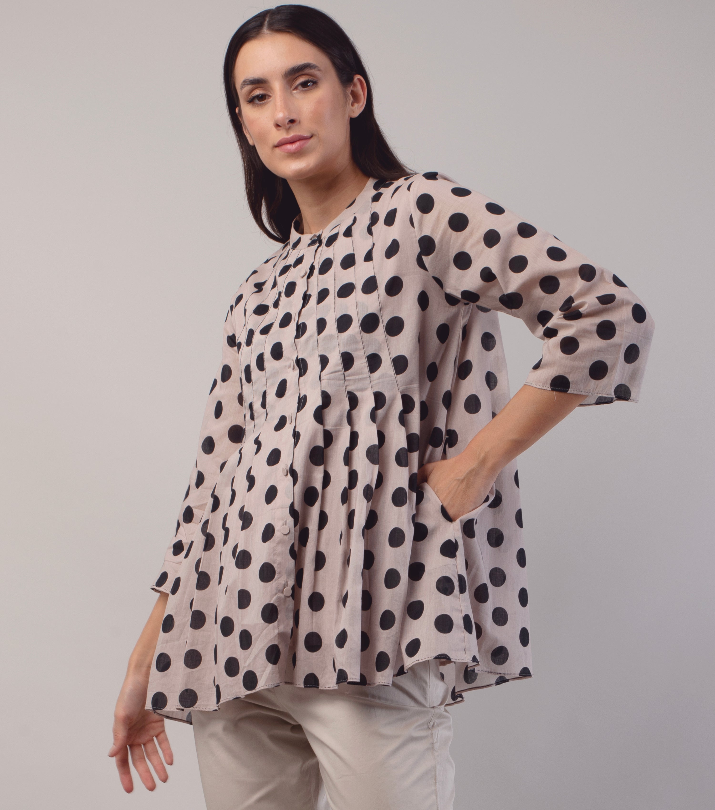 Ivory Printed Cotton Top