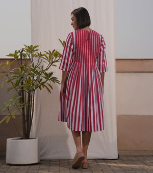 Red Stripe Printed Dress