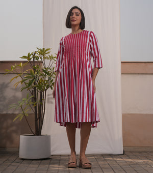 Red Stripe Printed Dress