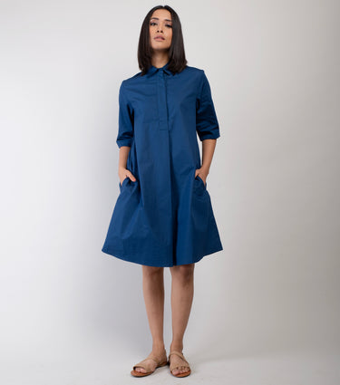 Navy Blue Poplin Dress