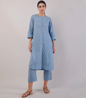 Light Blue Printed Cotton Co-ord Set