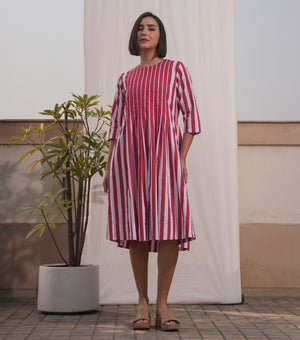 Red Stripe Printed Dress