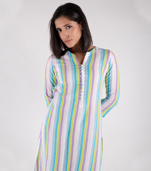 Multicolor Woven Cotton Kurta