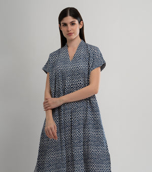 Blue Printed Cotton Dress