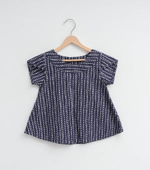 Navy Printed Cotton Top with Shorts Co-ord Set for Girls