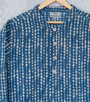 Navy Blue Printed Cotton Kurta