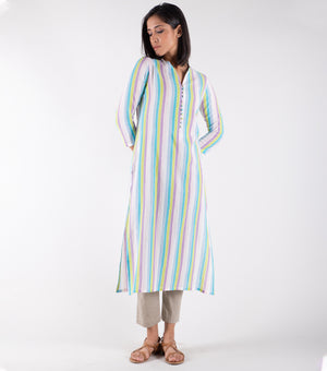 Multicolor Woven Cotton Kurta