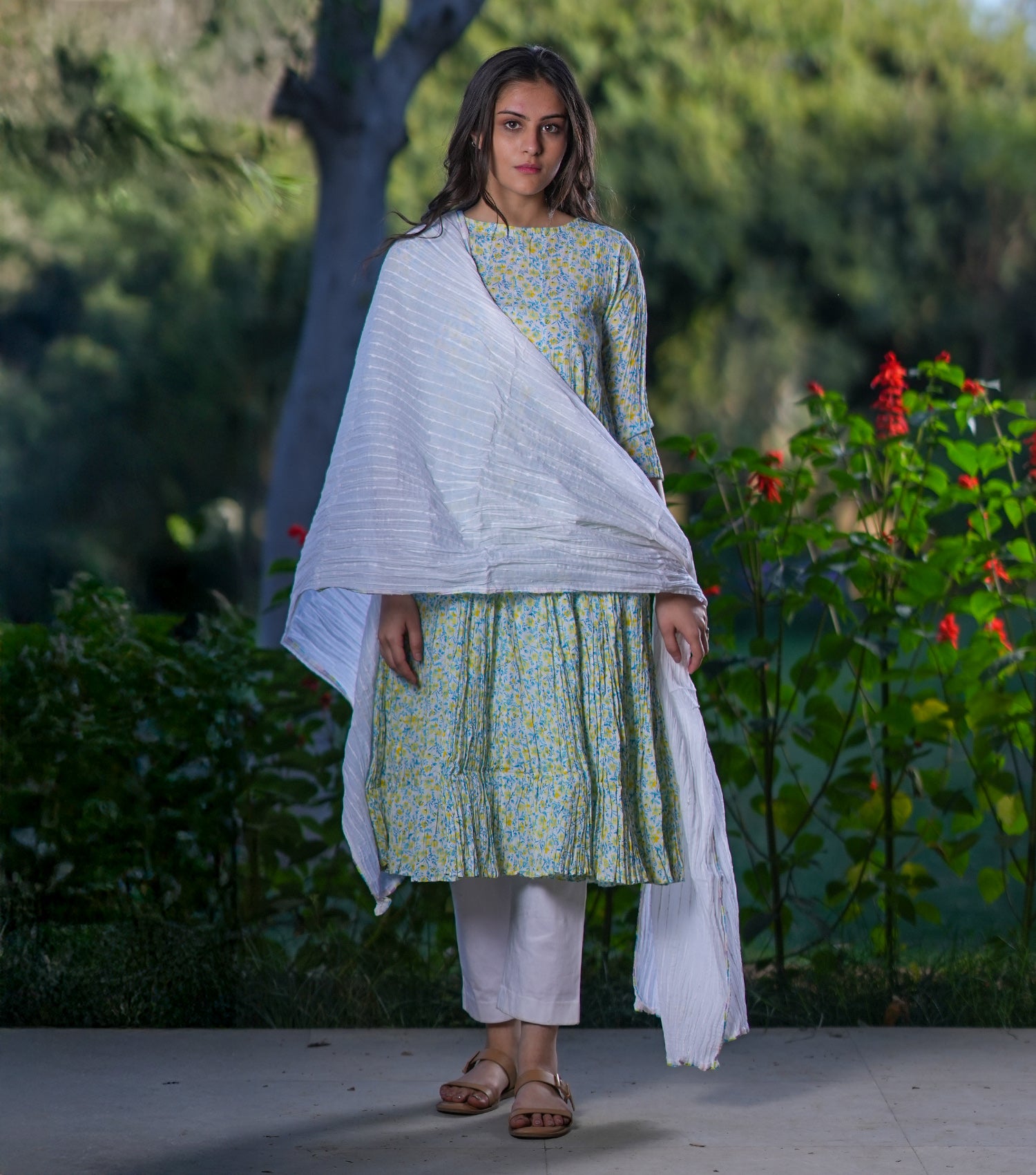 Multi Color Printed Cotton Kurta With Dupatta Set of 2