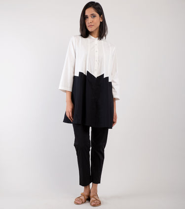 White & Black Cotton Shirt