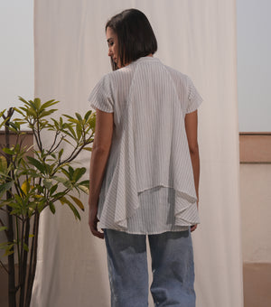 White Striped Cotton Woven Shirt