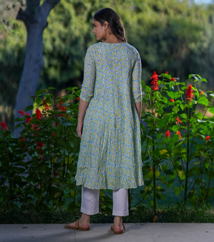 Multi Color Printed Crinkled Cotton Kurta With Dupatta Set of 2