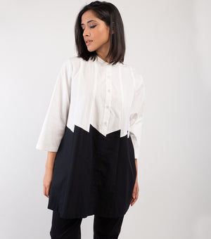 White & Black Cotton Shirt
