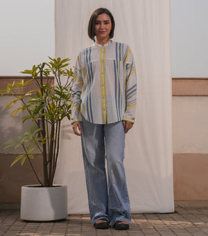 Natural Woven Stripe Cotton Top