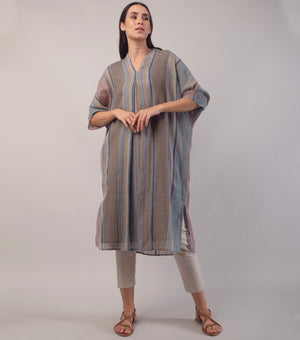Brown Multistriper Cotton Tunic