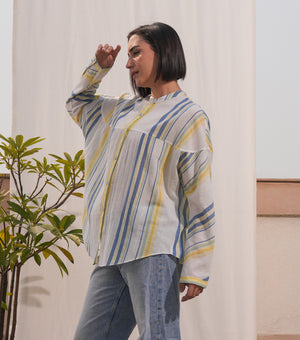 Natural Woven Stripe Cotton Top