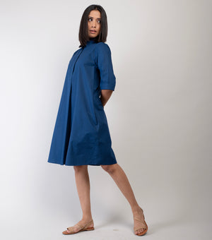 Navy Blue Poplin Dress