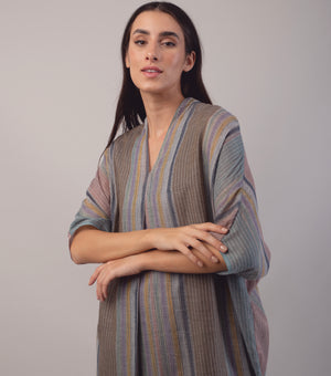 Brown Multistriper Cotton Tunic