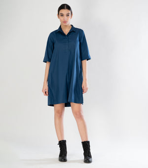 Navy Blue Poplin Dress