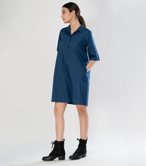 Navy Blue Poplin Dress