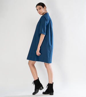 Navy Blue Poplin Dress