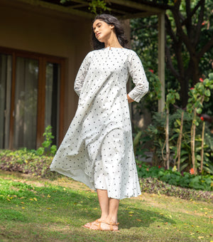 Whimsical Dots and Diamonds Pintucked Dress