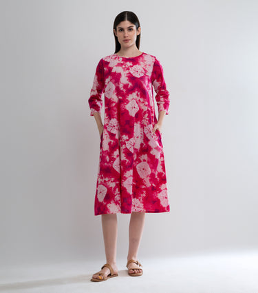 Magenta Printed Cotton Dress