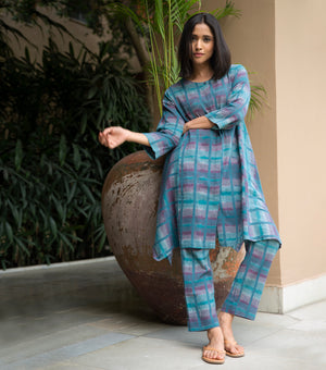 Teal Blue Woven Cotton Co-ord Set