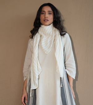 WOVEN COTTON STRIPED SCARF