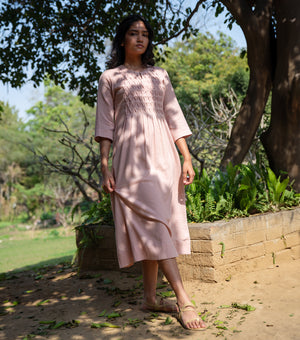 SOFT BREEZE COTTON SMOCKING DRESS