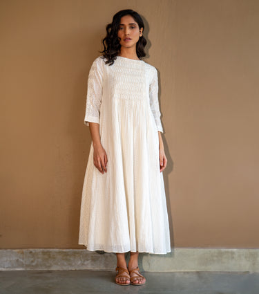 SOFT BREEZE COTTON PINTUCK DRESS