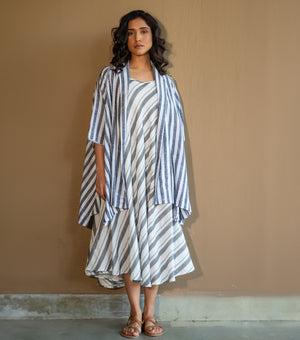 CONTEMPORARY COTTON STRIPED OVERLAY SET