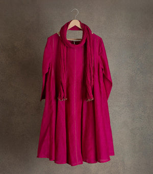 Hot Pink Cotton Flared Kurta & Pants Set